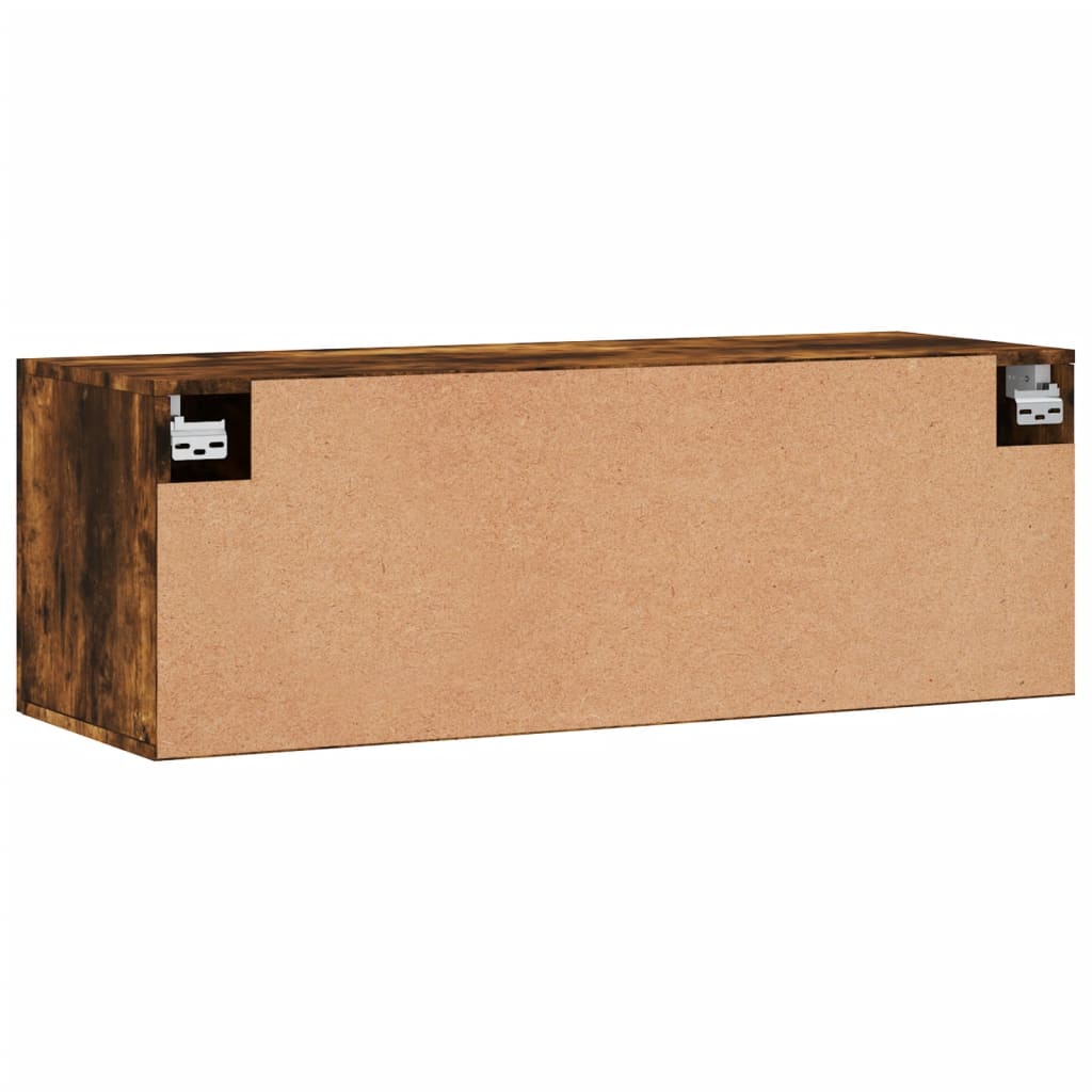 Wall Mounted Cabinet in Smoked Oak Finish 100 x 36.5 x 35 cm Particleboard