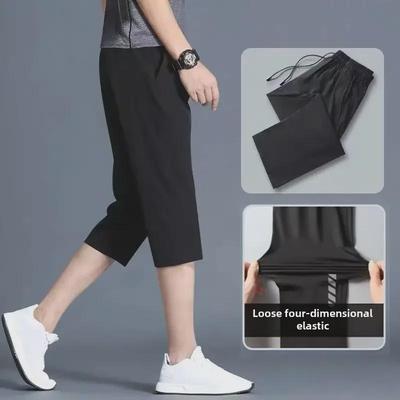 Schnelltrocknende lässige 3/4-Sporthose aus Eisseide für Herren – Leichte Laufshorts für den Sommer