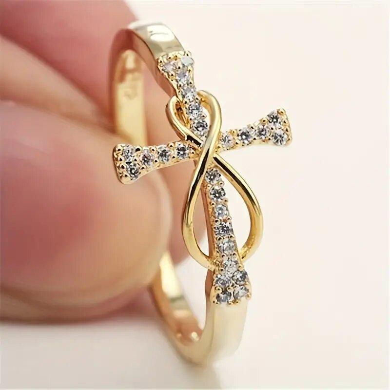 

2026 Design Personalized Zircon Cross Ring, Simple and Fashionable, Female High End, Infinite Love, Classic Handicraft Wholesale 5