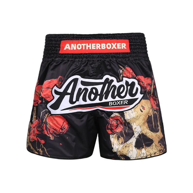 Professional Boxing Shorts Men MMA Muay Thai Training Fight Gear Skull Rose Print Athletic