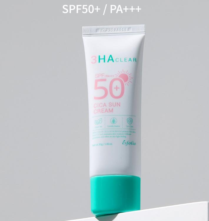 Esfolio 3HA Clear Cica Sunscreen SPF50+ PA++++ / Gentle & Soothing Sun Protection