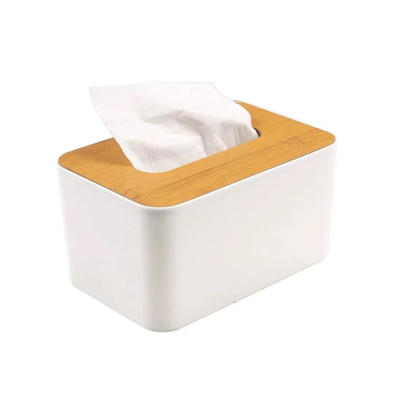 Modern Simple Tissue Box Home Daily Drawing Box Bamboo Plastic Durable Tissue Holder Restaurant Commercial
