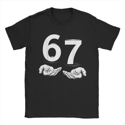 European and American Men TShirts Funny Six Seven 67 Meme Gen Alpha Slang 67 Hands Vintage Cotton Tees Short Sleeve T Shirts