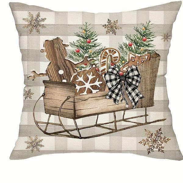 1pc/4pcs Christmas Cheer: Merry Gingerbread, Tree, Sleigh & Jingle All The Way Pillow Covers Sofa Cushion Cover Home Decoration