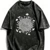 Men's Women's Vintage Washed Oversized T-shirt Retro Surreal Tree Ring Mushroom 90s Psychedelic Short Sleeve Tee