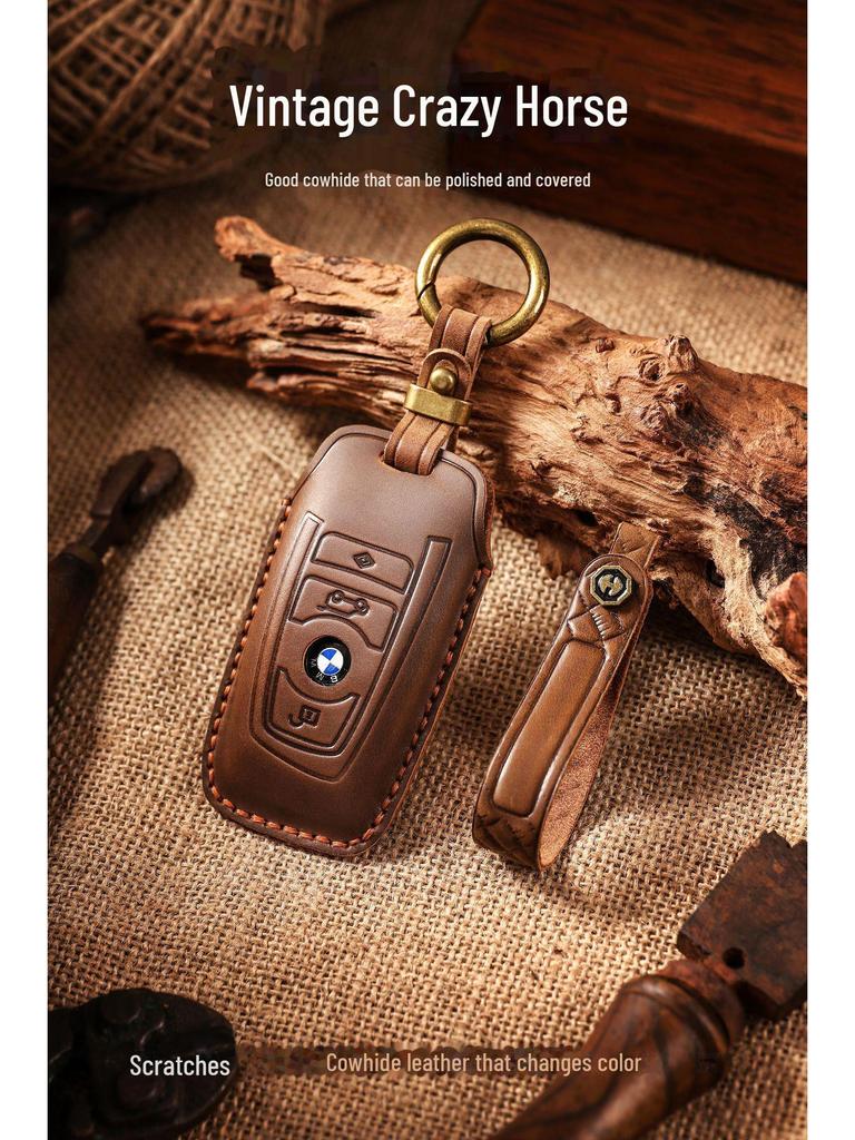 Handmade Leather Retro Key Cover for BMW 3 & 5 Series
