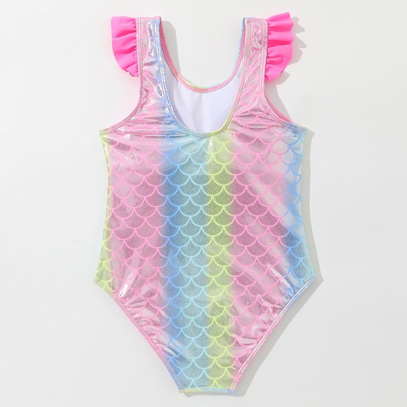 

New Girls Off-Shoulder Ruffle Mermaid One-Piece Swimsuit 10 Years