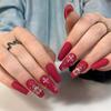 Christmas Red Fake Nails with Snowman Printed Natural Unbreakable Nail Simple Wear for Daily and Parties Wearing
