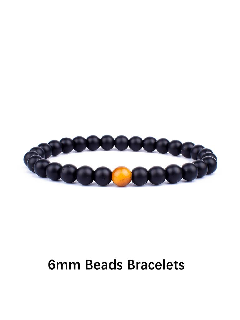Triple Protection Natural Stone Beads Bracelet Tiger's Eye for Courage Obsidian for Grounding & Pyrite for Wealth Health Jewelry