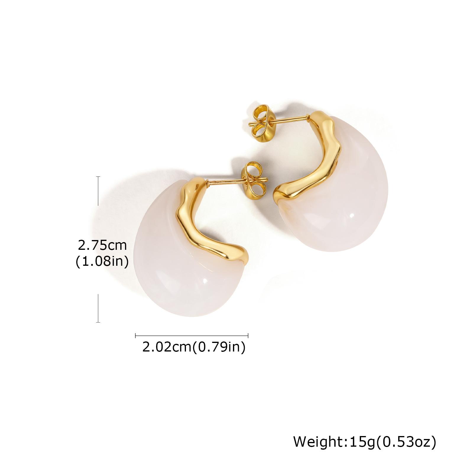 

Fashion C-Shaped Earrings for Women, Stainless Steel Gold Plated Water-drop Stud Earrings, Waterproof Aesthetic Jewelry белый