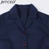 BITCED Women's Single-Breasted Wide-Skirted Retro-Style Waist-Cinched Solid-Colour Dress