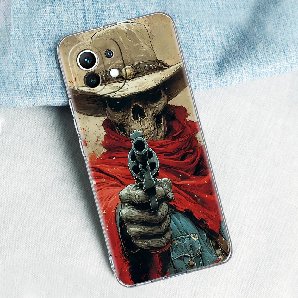 Phone Case For Xiaomi Mi 15 14 13 12 11 Lite 15T 13T 12T Pro Poco X7 X6 X5 Pro 5G X3 NFC F7 F6 F5 Clear Cover Grim Reaper Skull