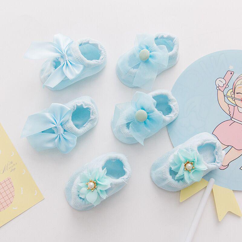 3 Pairs/Lot Spring Newborn Bowknot Baby Girl Sock Flower Lace Clothes  Accessories Ribbon Children Slipper Kids Toddlers Summer