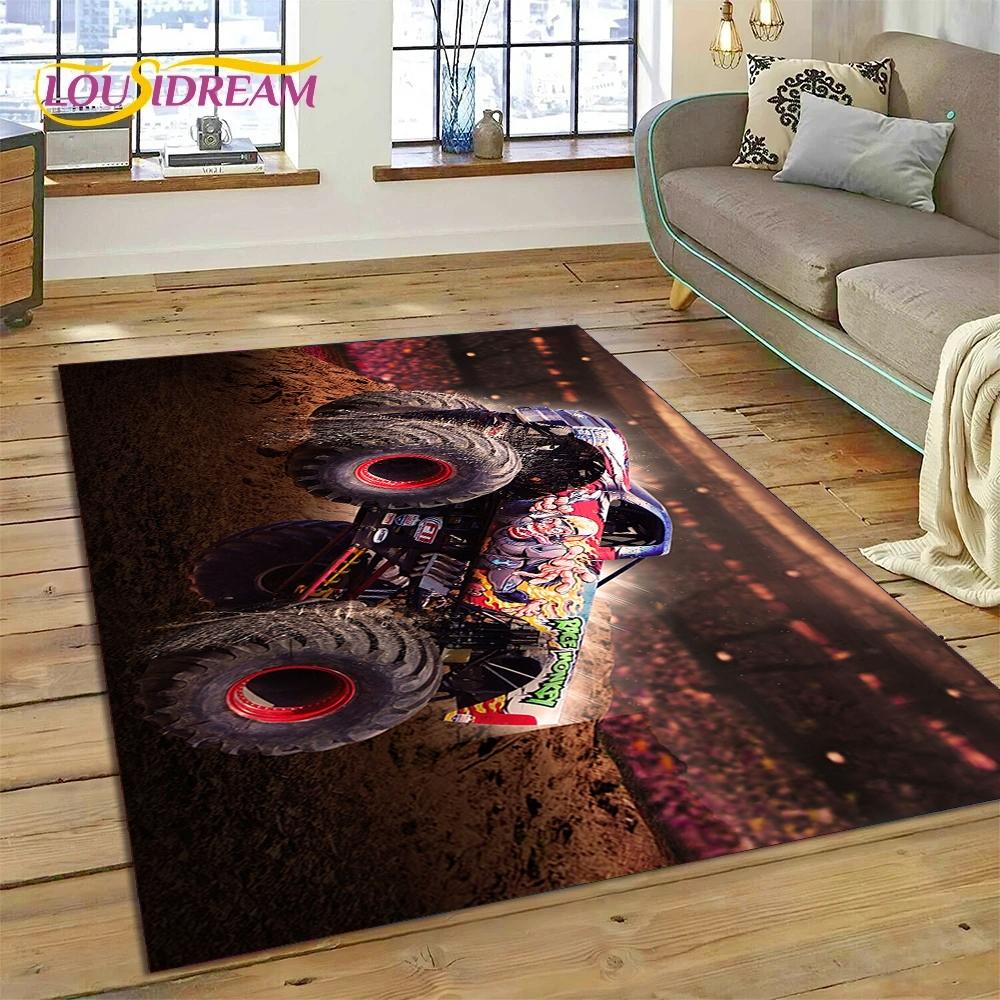 Monster Truck Monster Jam Cartoon Rug Carpet for Living Room Bedroom Home Decor,Floor Mat Non-slip Decoration for Sofa Doormat