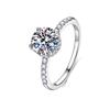 2 Carat D Color VVS1 Moissanite Ring in S925 Sterling Silver, Four-Prong Setting Wedding Band