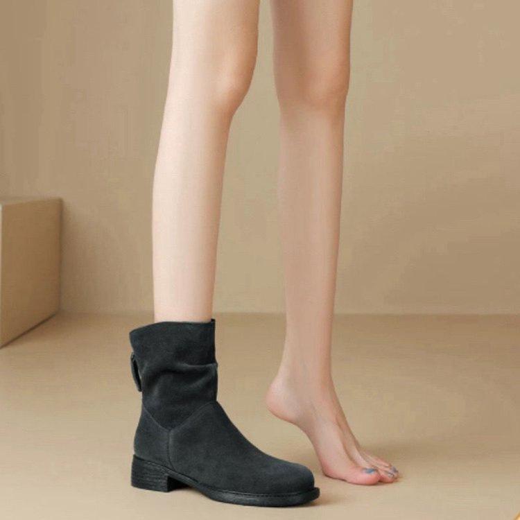 Martin Boots Women's New Short Boots Autumn Thick Heel Boots Retro Stacked Single Boots