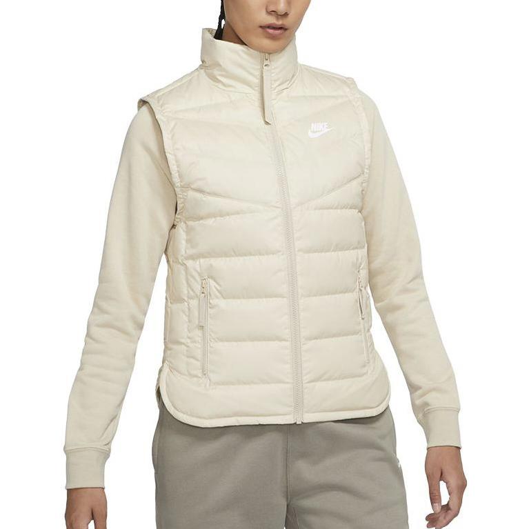 Nike Logo Print Pattern Zipper Warm Stand Collar Down Vest Women Vest White DR1591-206