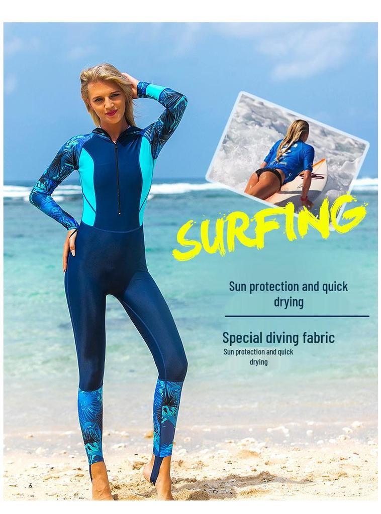 Shabate Women's Quick-drying Long Sleeve Sun Protection Wetsuit for Snorkeling and Free Diving