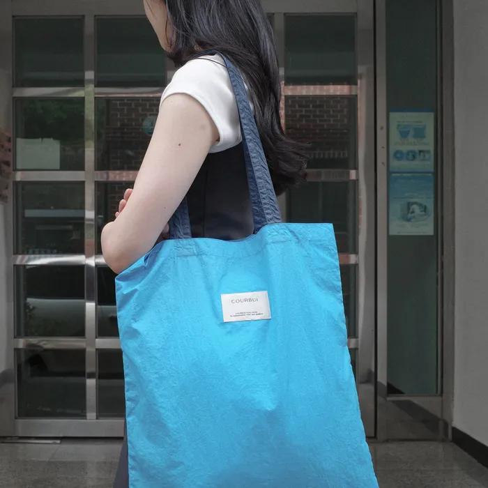 Nylon Square Bag (Small Teal Blue / Large Aqua Blue) Shoulder Bag Eco Bag Big Bag Mini Bag