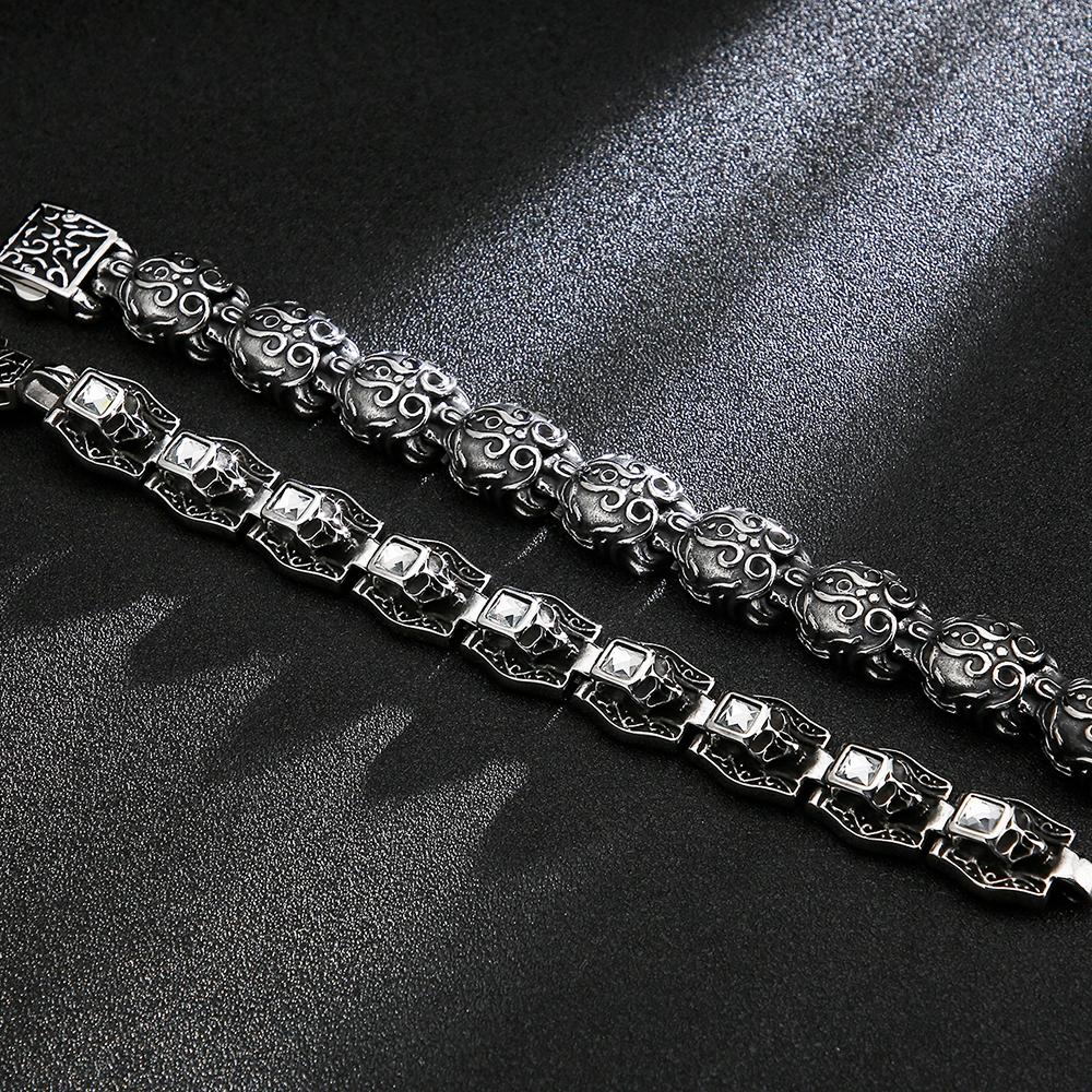 Pulsera Calavera Esqueleto PROSTEEL - Acero Inoxidable, 20 Cm, Estilo Gótico Rockero, Regalo Hombre