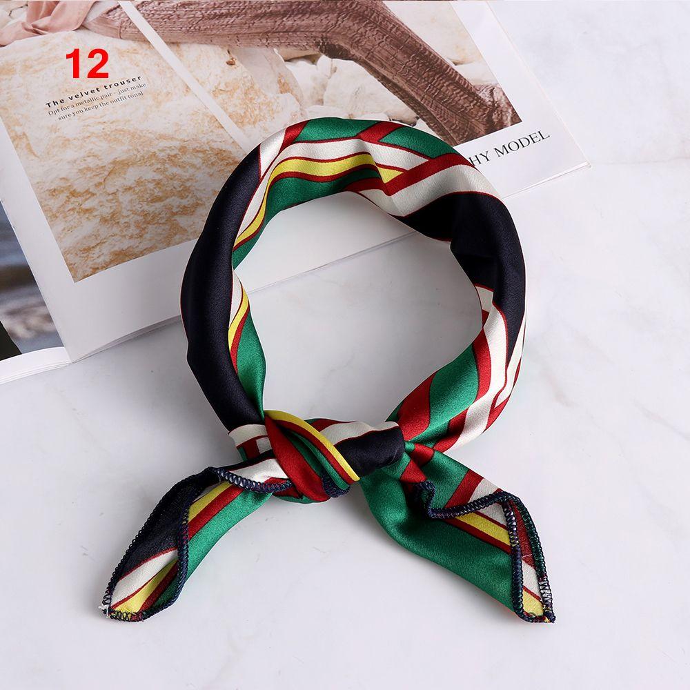 Small Vintage Hair Band Bags Tie Wrist Wrap Silk Feel Satin Bandana Women Square Scarf Handkerchief