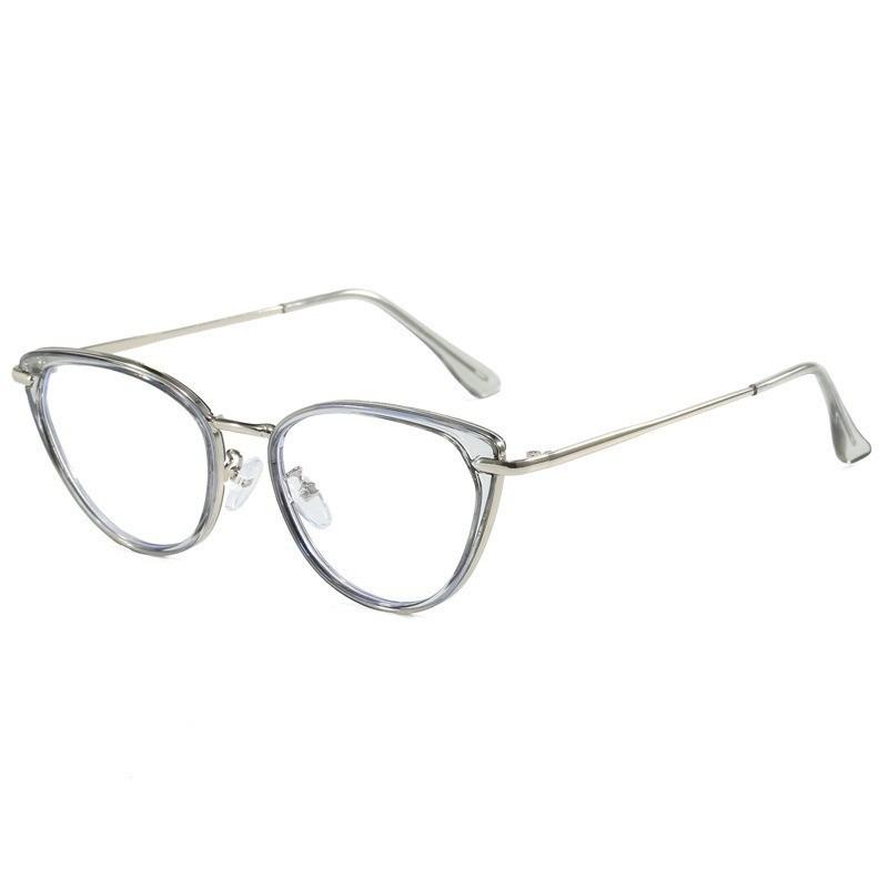 Ins Cat Eye Presbyopia Glasses Cold Tea Color HD Anti Blue Light Glasses Frame Advanced Plain Whitening Glasses