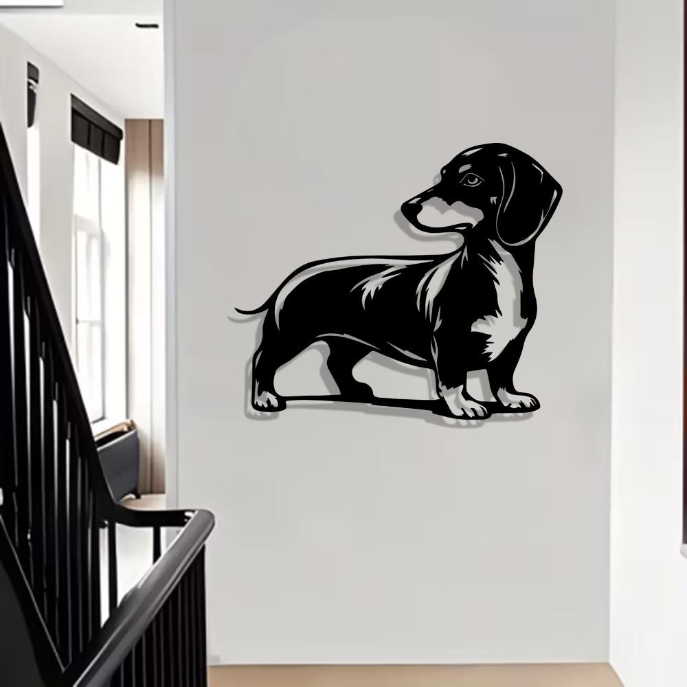 1pc Dachshund Metal Wall Art Sculpture, Modern Iron Dog Statue for Garden Fence Home Decor, Weatherproof Cute Pet Lovers Gift Christmas Easter