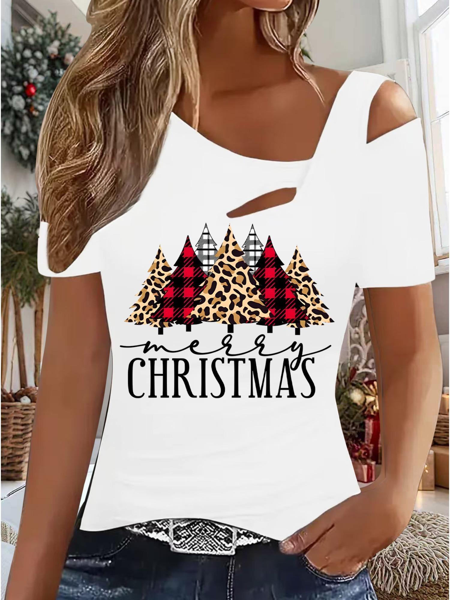 

Женский Новый Повседневный Топ Рождество Хэллоуин Рождественский Подарок Топы Рубашка Блузка XXL белый