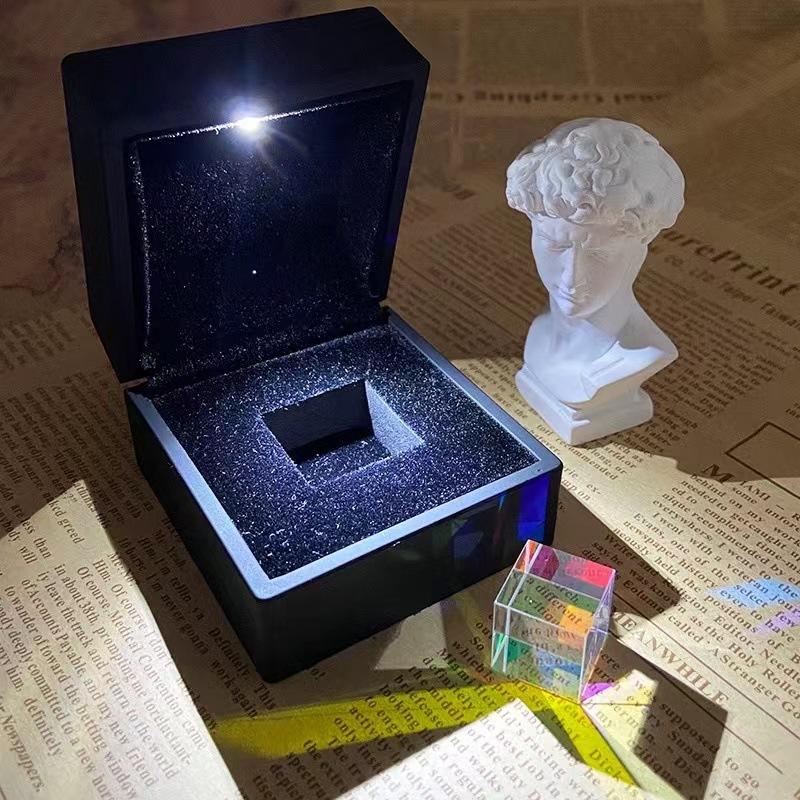 Optical Glass Cube Color Combination Prism Light Cube Color Refraction Electroplating Desktop Jewelry Sunshine Birthday Gift