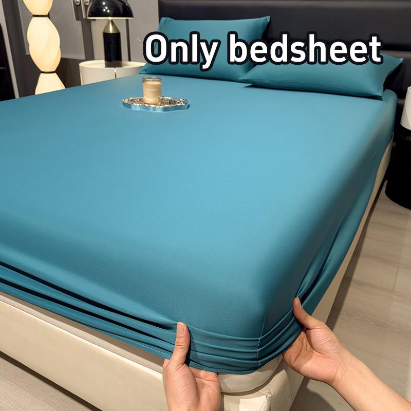 Cool Touch Ice Silk Fitted Sheet Summer Cooling Mattress Protector Cover Non-slip Bed Sheet For Hot Sleepers & Night Sweats