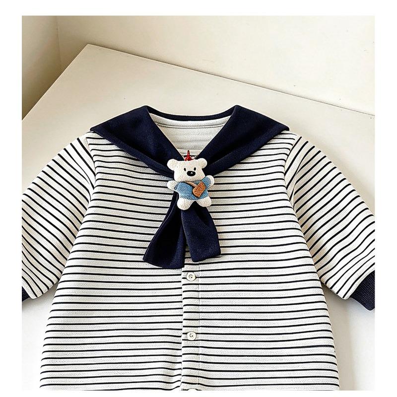 Navy Collar Newborn Unisex Baby Romper Fall Cute Soft Outfit