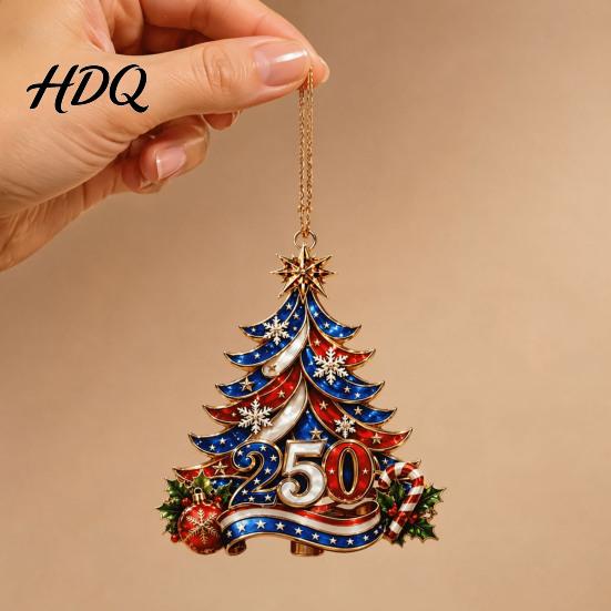 Durable Waterproof Hanging Tags 250 Anniversary USA Christmas Tree Ornament 2D Acrylic 1776-2026 250th Lightweight Pendants Decoration Fourth