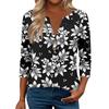 3/4 Sleeve Womens Tops For Women Henely Tops Button V Neck  Loose Fit Dressy Womens Summer Tops
