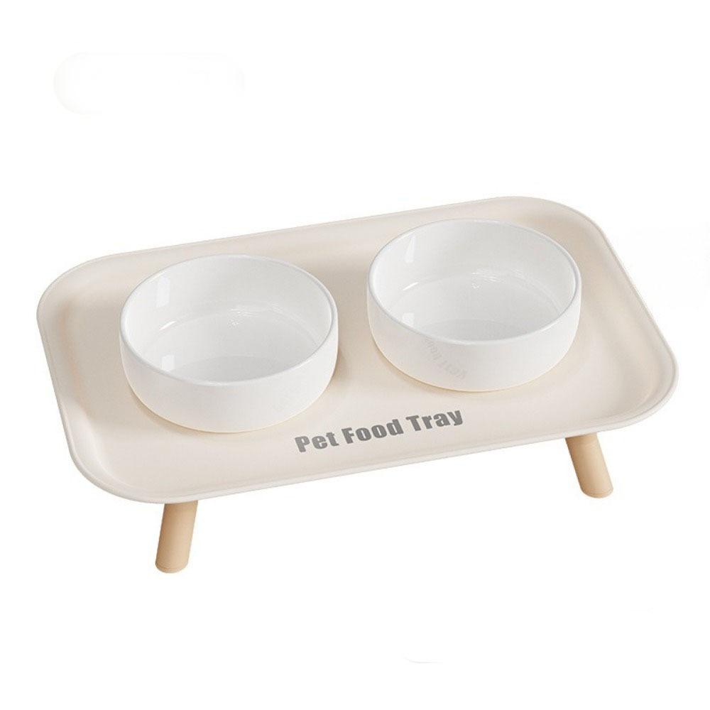 Fashion Large Capacity Pet Double Bowl Anti-Flip Neck Protection Dog Bowl Anti-Splash Double-Way Ceramic Cat Bowl Pet Feeding