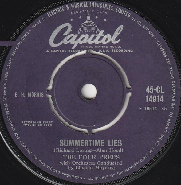 

7inch Record FOUR PREPS - Summertime Lies 45CL14914 Capitol Records 1958 UK Rock Used