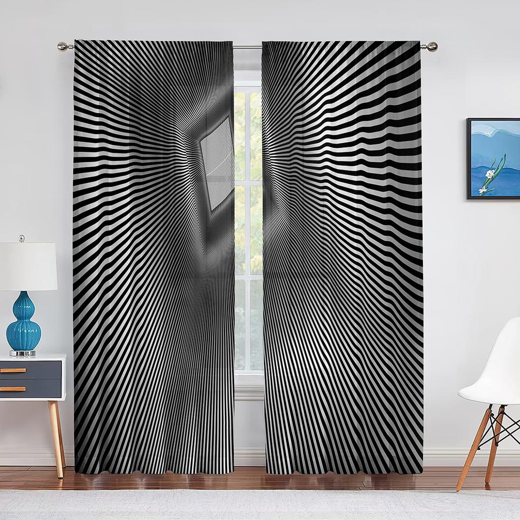 Psychedelic Rainbow Optical Illusion Sheer Curtain for Living Room Bedroom Voile Drape Kitchen Window Tulle Curtains Home Decor