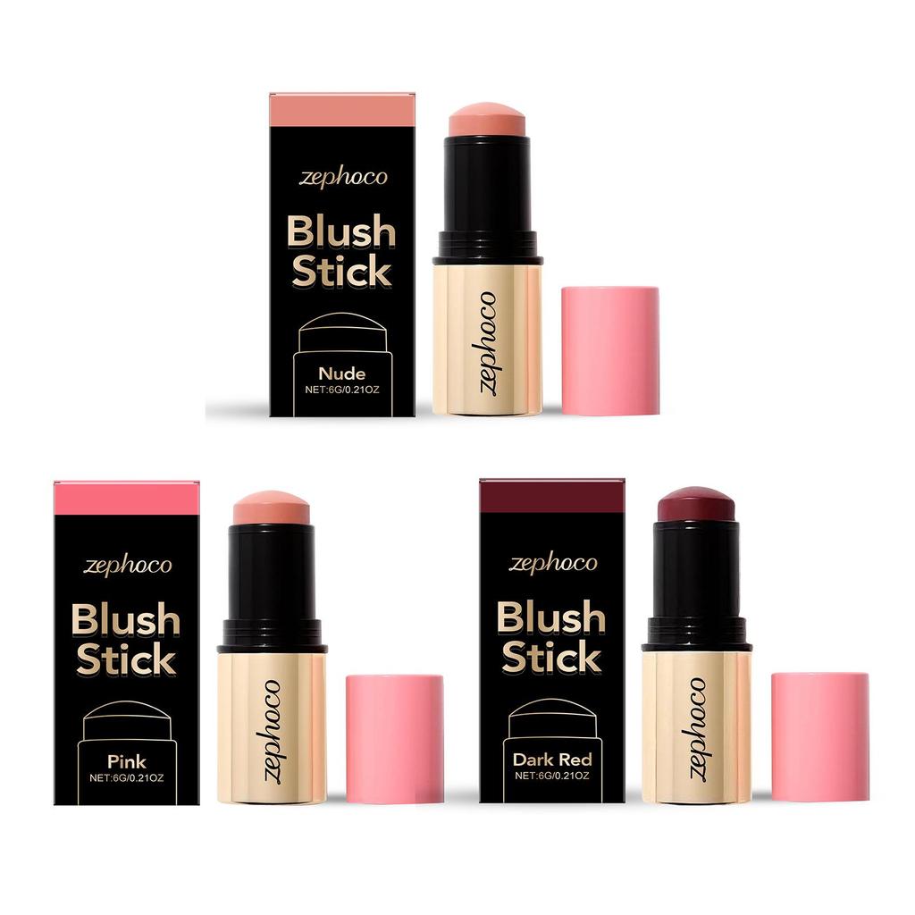 Zephoco High-Pigment Moisturizing Blush Stick - Multi-color for Daily Autumn/Winter Makeup