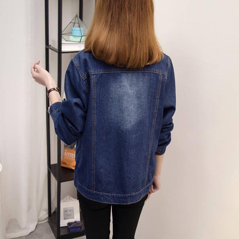 Blaue kurze Jeansjacke mit Taschen Damen Boyfriend-Jeansmantel Streetwear Vintage Herbst Basic Mäntel Oberbekleidung