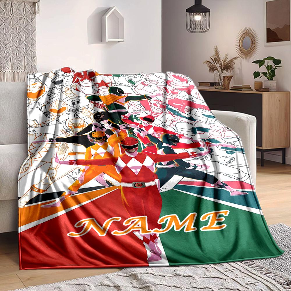 Custom 1pc Power Rangers Team-up Blanket, Soft And Comfortable Blanket, Casual Warm, Camping Travel Blanket, Birthday Gift Q912156