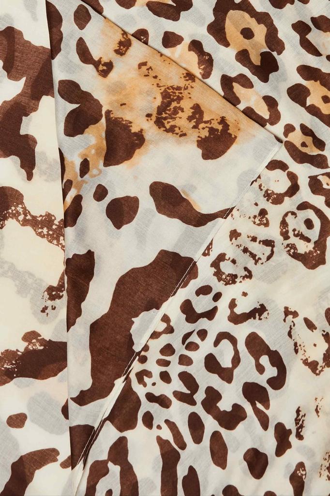 Beige Scarf with Chocolate and Caramel Spots Pattern - Cotton and Viscose, 180x90