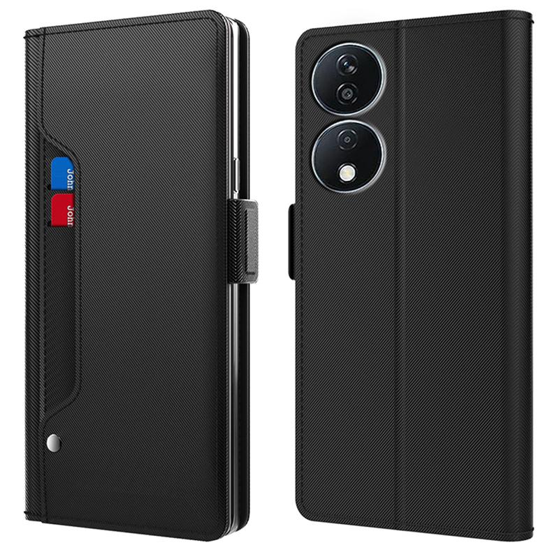 For Honor X7b 4G/5G/90 Smart Case Stand Mirror PU Leather Phone Cover with Card Holder