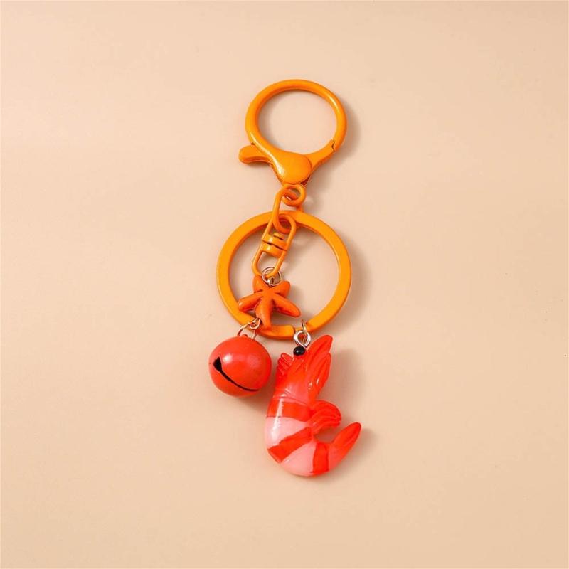 Cartoon Simulation Lobster Keychain Artistic Resin Pendant Bell Embellished Decoration For Girls Bag Accessories