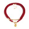 Pack of 2 Love Heart Pendant and OT Buckles Neckchain Red Acrylic Beads Chokers Necklaces for Women Jewelry Unique Gift