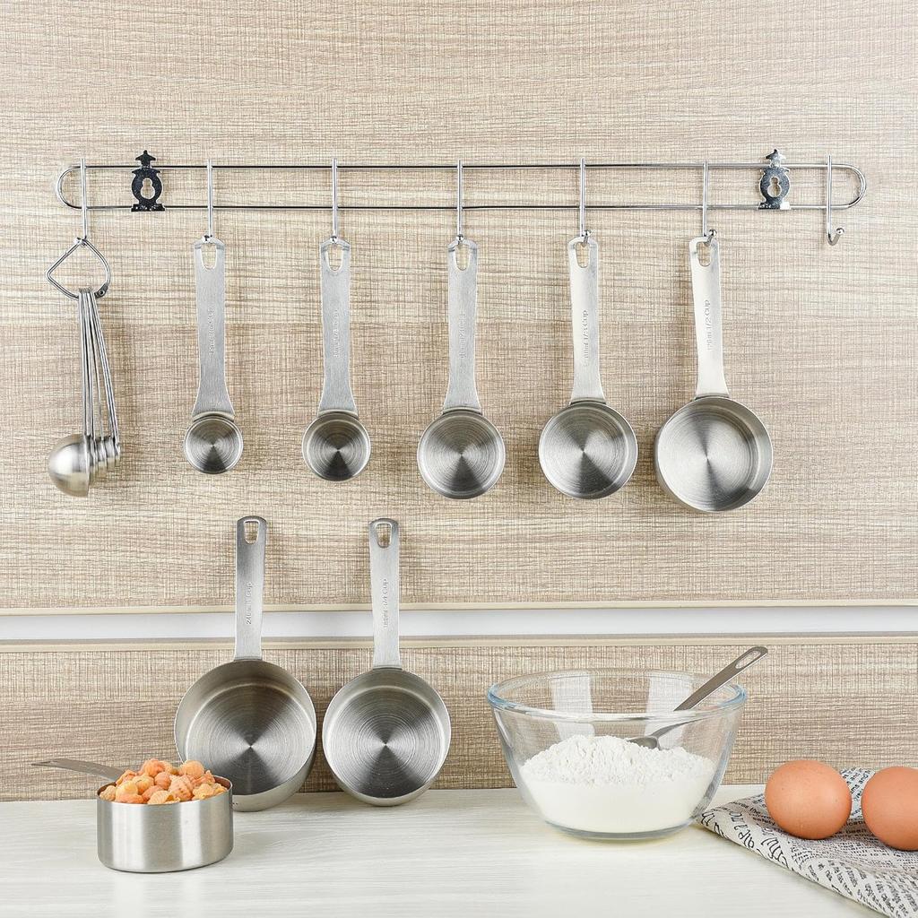 Smithcraft Measuring Cups and Spoons Set 18, 18/8 Stainless Steel Measuring Cups and Spoons Set, Metal Measuring Cups and Spoons Set, 8 Measure Cups