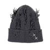 Autumn and Winter Warm Hat Women's Versatile Star Decoration Hole Knitted Hat Warm Ear Protector Wool Hat Men