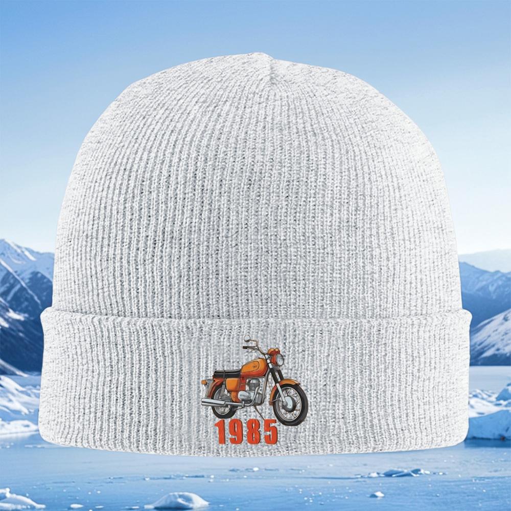 Motorcycle with retro style number Men Women Unisex Knitted Hat Beanie Pullover Cap Winter Thermal Warm Christmas Outdoor Cyclin