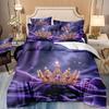 3Pcs Duvet Cover Set, Includes 1 Duvet Cover And 2 Pillowcases, No Insert Ultra-Soft Comfortable Breathable Purple Crown Pattern
