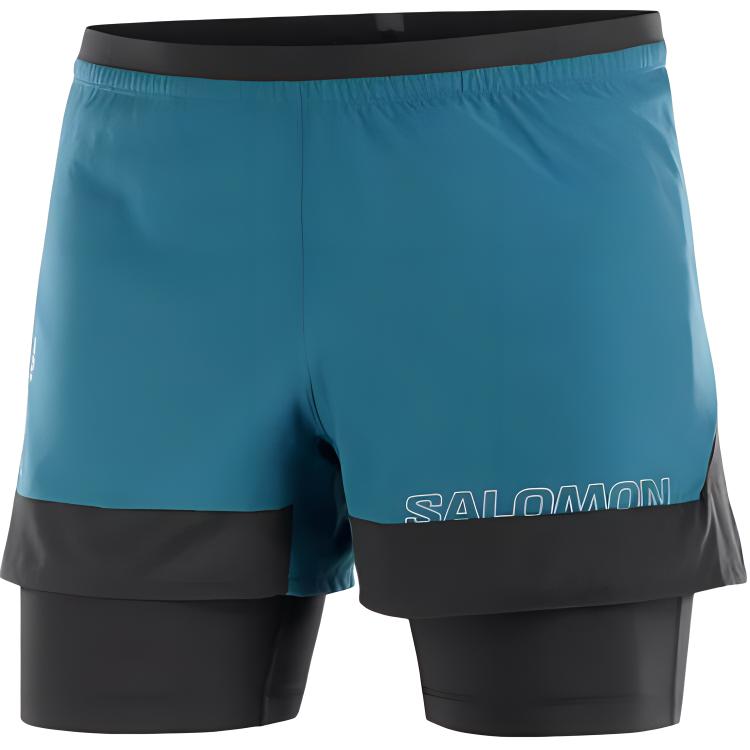 Salomon Cross 2 In 1 Lightweight Quick Dry Running Shorts Men Shorts Deep-Sea Deep-Black LC2197500