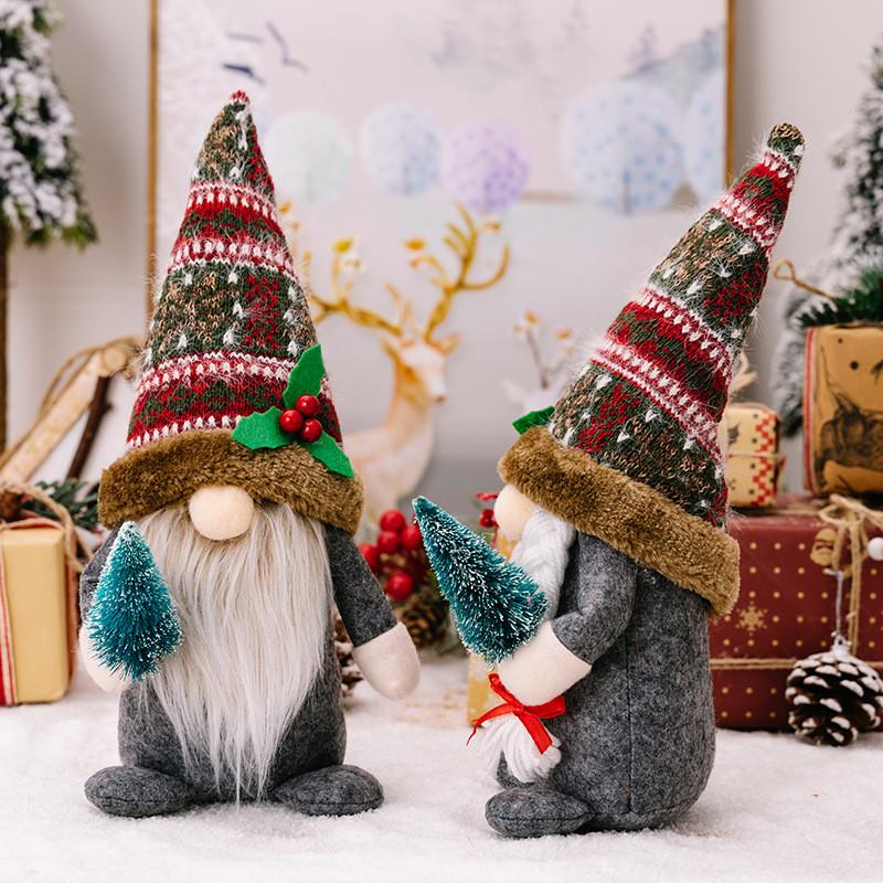 Rustic Charming Gnome Doll For Cozy Christmas Home Decor With Decorative Holiday Tree