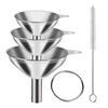 Stainless Steel Kitchen Funnels Set Food Grade Powder Transfer Funnel for Filling Bottles Cooking Oil Pouring Tool for Spices Salt Herbs